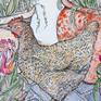 Close up of the gold leaf and ink detail