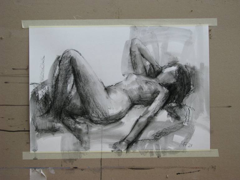 Original Figurative Nude Drawing by Nelina Trubach-Moshnikova