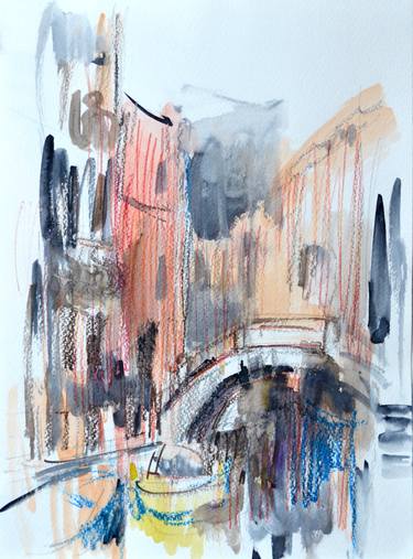 Original Expressionism Cities Drawings by Nelina Trubach-Moshnikova