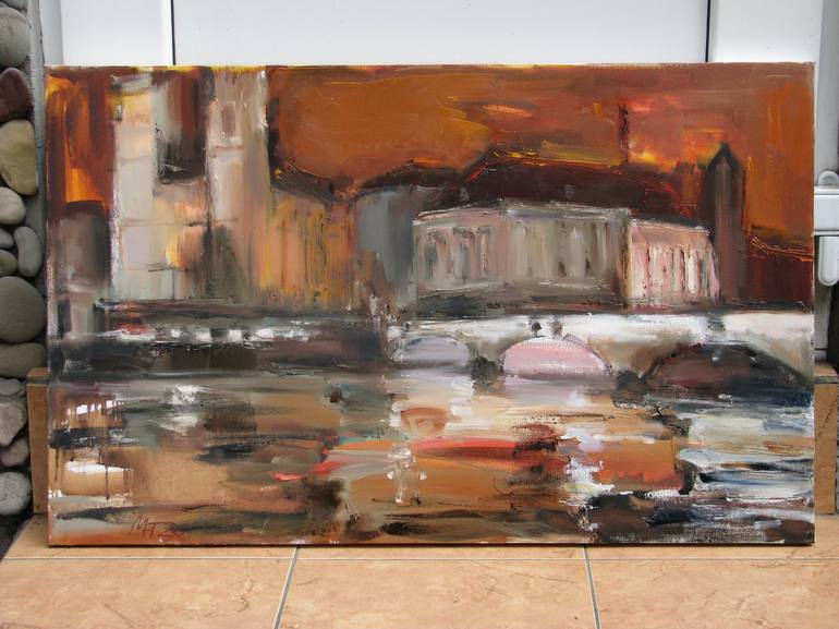 Original Expressionism Cities Painting by Nelina Trubach-Moshnikova