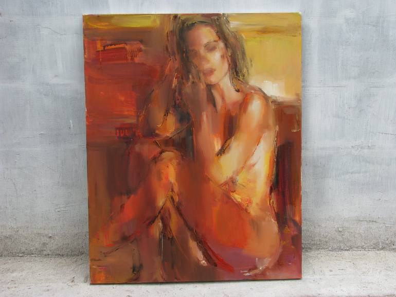 Original Expressionism Nude Painting by Nelina Trubach-Moshnikova