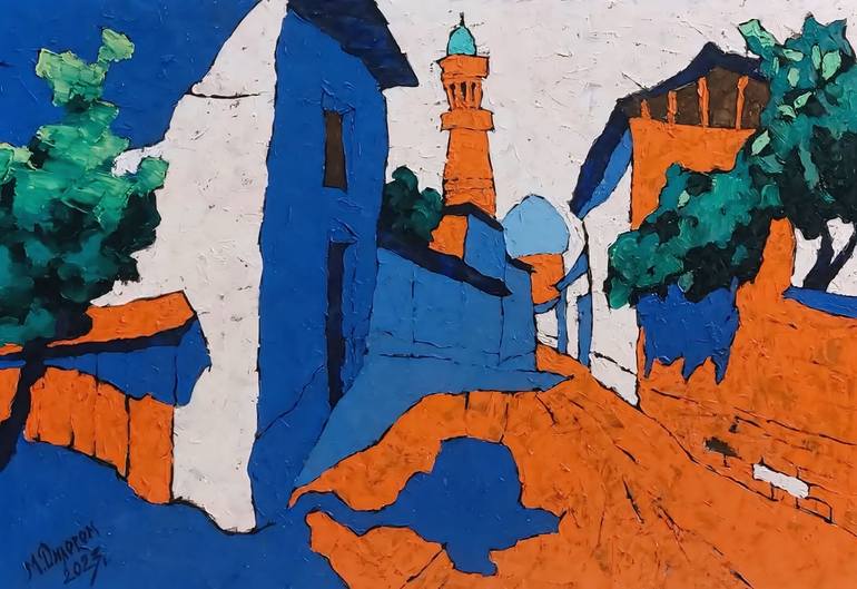 Original Architecture Mixed Media by Aigerim Bekkali | Abstract Art on Canvas | Author: Dilorom Mamedova. Title: Shadow and Light. Oil painting