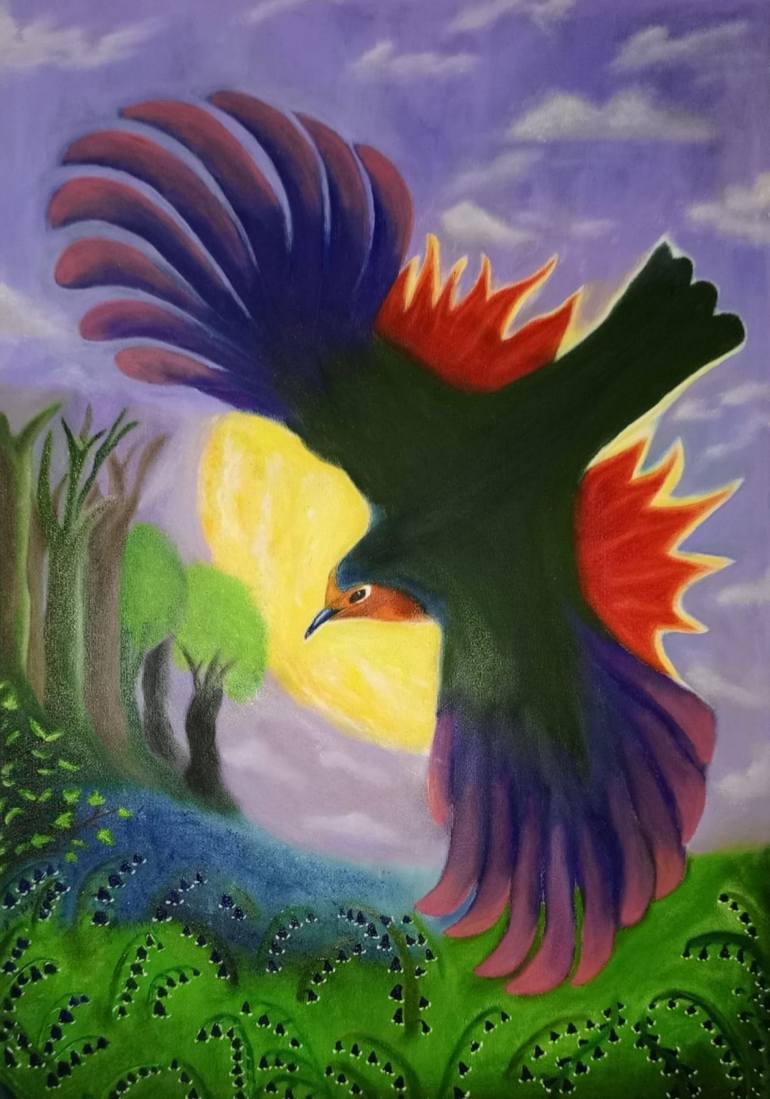 Original Abstract Drawing by Mizra Art | Abstract Art on Canvas | The Wing of Colors