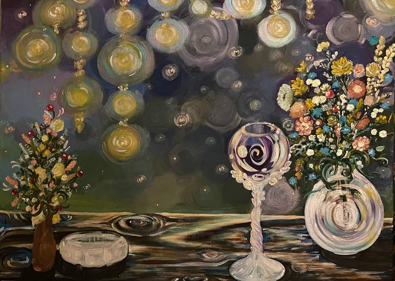 Original Botanic Painting by Janki Mashruwala | Abstract Expressionism Art on Canvas | Shimmer in the night