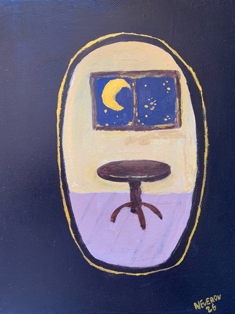 Original Still Life Painting by Gleb Neverov | Abstract Art on Canvas | Night view of the room