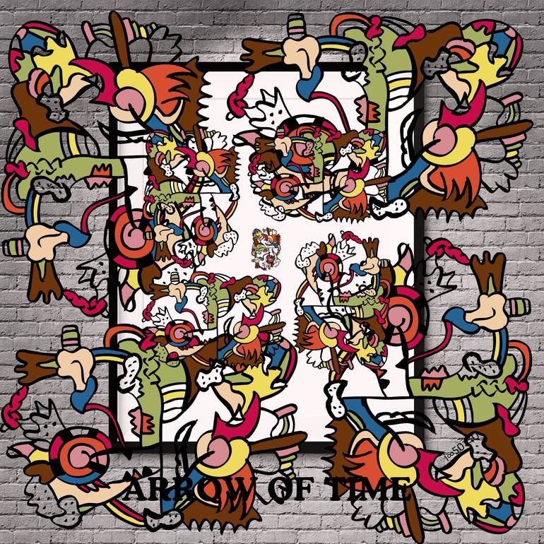 Original Abstract Printmaking by Tatsuyuki Iwao  Digital Art Art on Paper  ARROW OF TIME 001ENTERARTMENT SERIES
