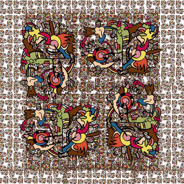 Original Abstract Printmaking by Tatsuyuki Iwao  Digital Art Art on Paper  ARROW OF TIME 002ENTERARTMENT SERIES
