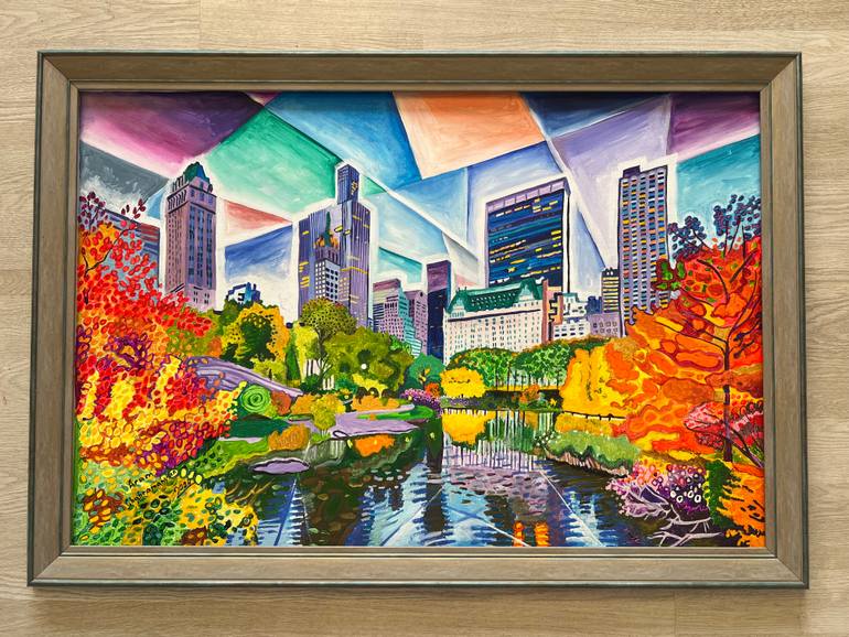 Original Architecture Painting by Aram Ghahramanyan | Contemporary Art on Canvas | Spring and Autumn in New York