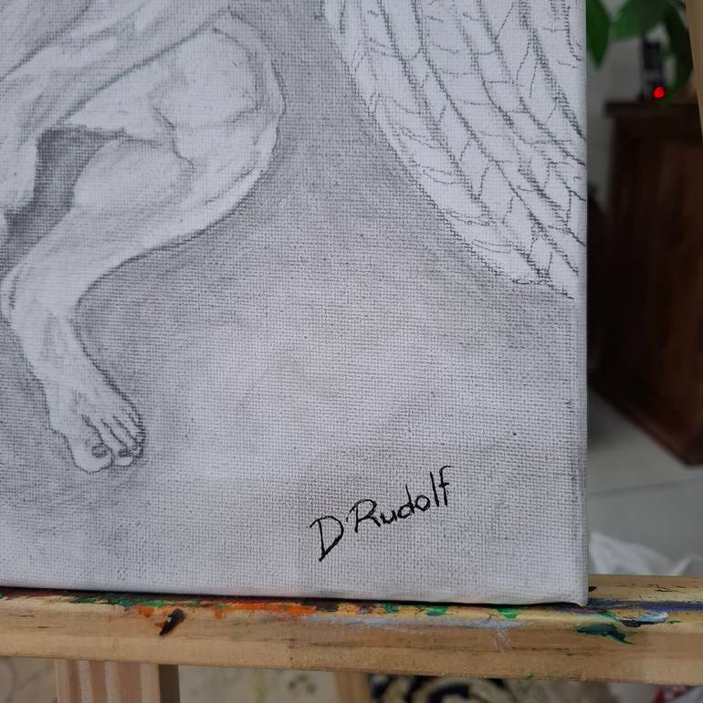 Original Black & White Nude Drawing by D Rudolf De Wet