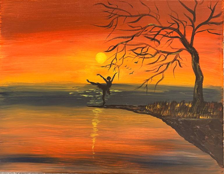 Original Sunset Painting by Tomah Art | Contemporary Art on Canvas | Dance of the Horizon