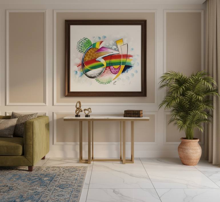 Original Modernism Calligraphy Painting by Muneer Hussain