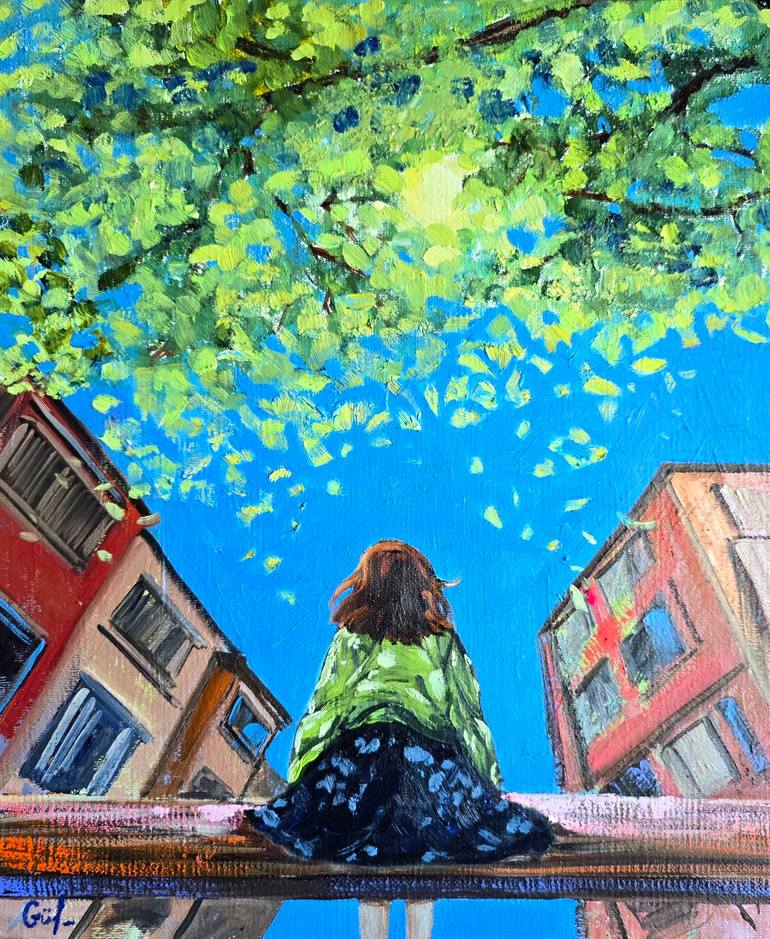 Original Children Painting by Gulshaba Abbasova | Impressionism Art on Canvas | Embrace of the Sun