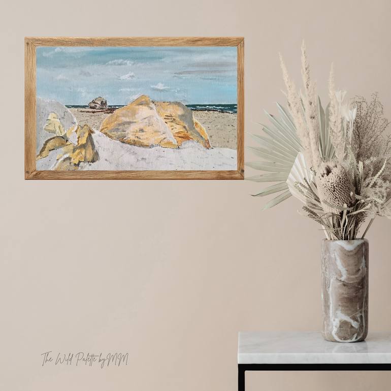 Original Abstract Beach Painting by Mayumi Miyoshi