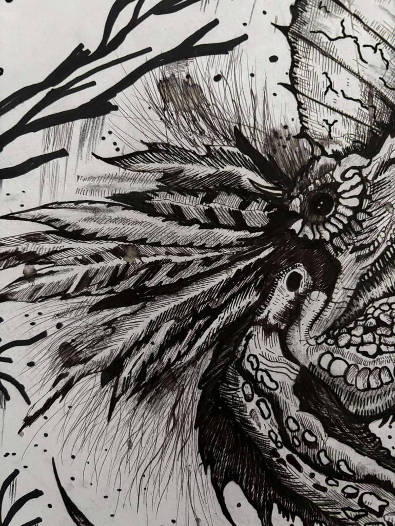 Original Black & White Fantasy Drawing by Colompar Denis