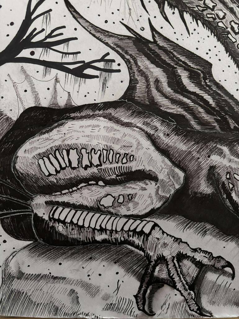 Original Black & White Fantasy Drawing by Colompar Denis