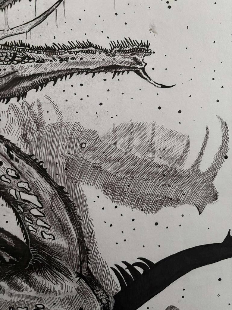 Original Black & White Fantasy Drawing by Colompar Denis