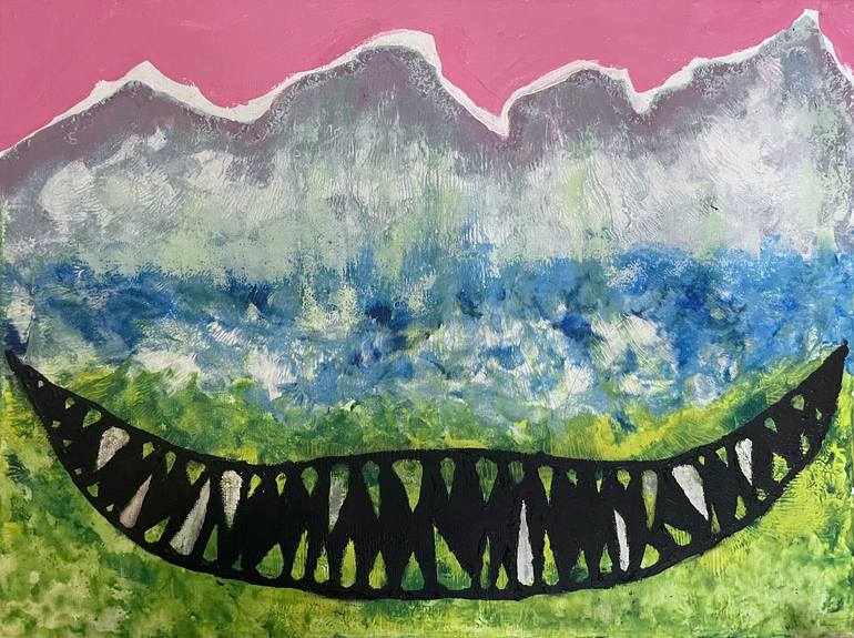 Original Abstract Painting by E H Lake | Abstract Art on Canvas | The Grass Is Yellower In The Hotel -