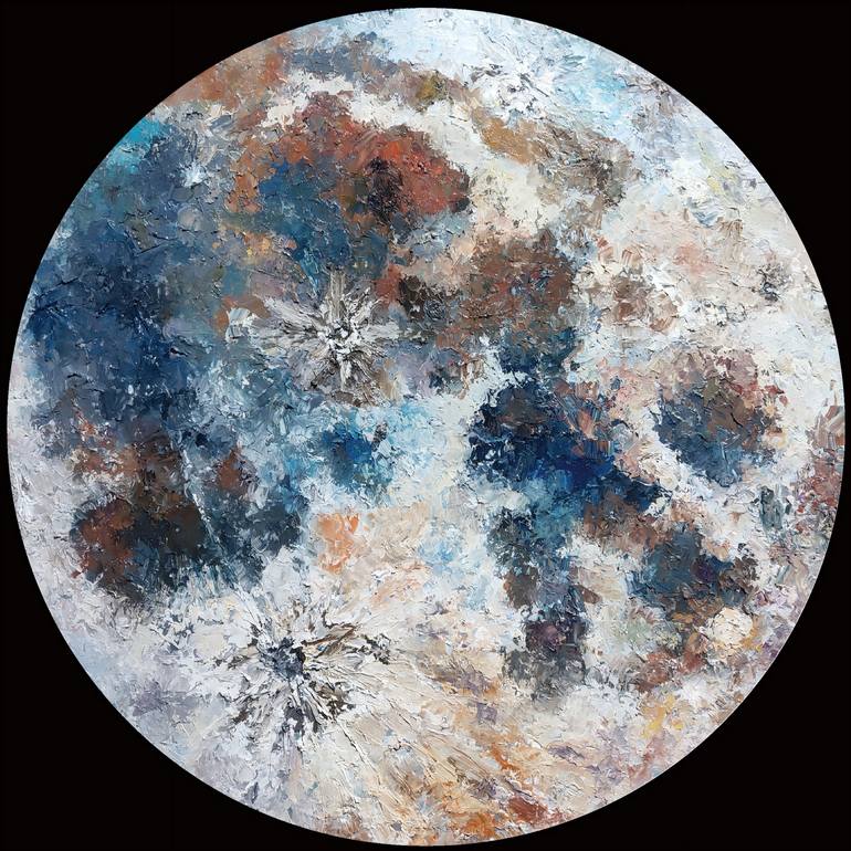 Original Sunset Painting by Rusheng Han | Contemporary Art on Linen | The Moon Speaks My Heart