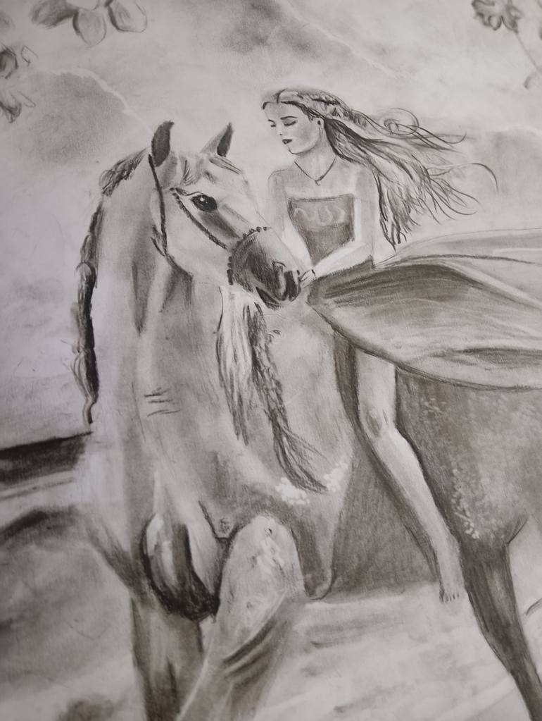 Original Black & White Horse Drawing by Sumit Gupta