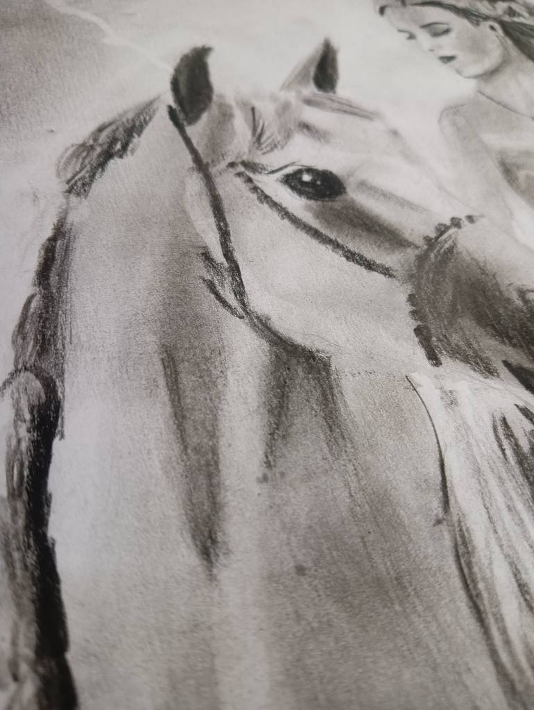 Original Black & White Horse Drawing by Sumit Gupta