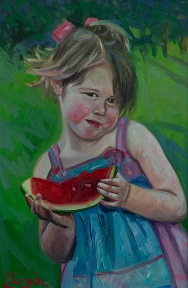 Original Impressionism Children Paintings by Nargiz Guliyeva