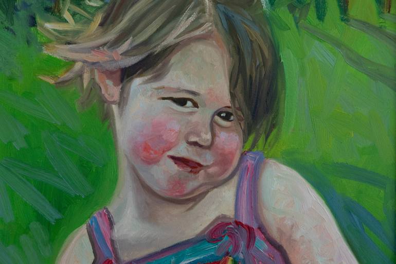 Original Impressionism Children Painting by Nargiz Guliyeva