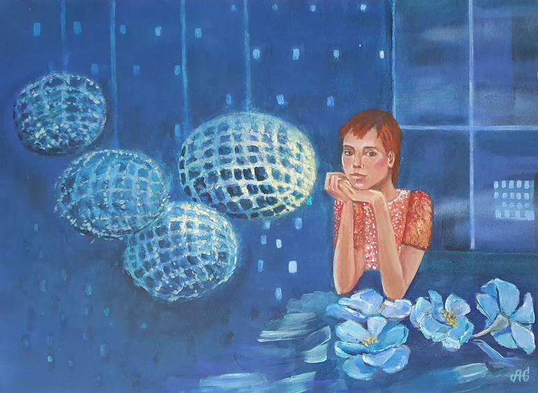 Original Women Painting by Galyna Antonenko | Contemporary Art on Paper | Night Garden of the Soul.