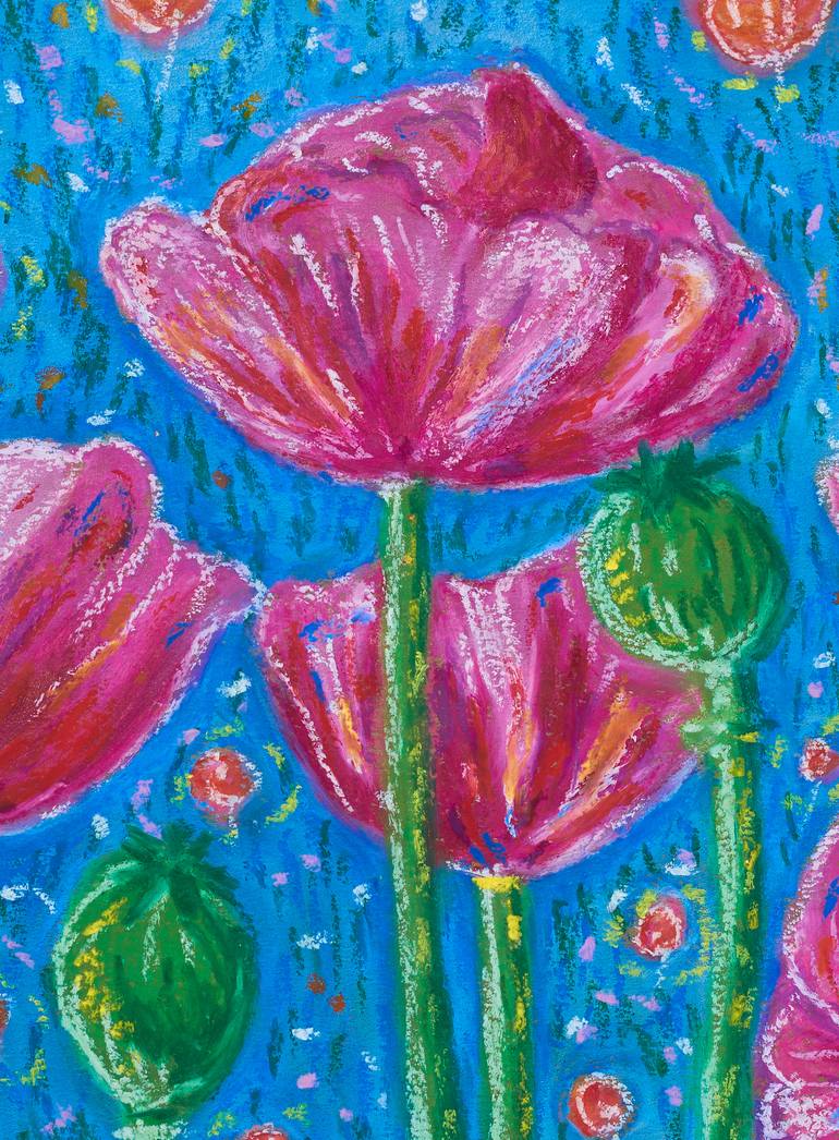 Original Abstract Floral Drawing by Ella Smith White