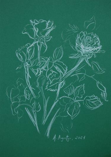 Original Fine Art Floral Drawings by Amelia Augustyn