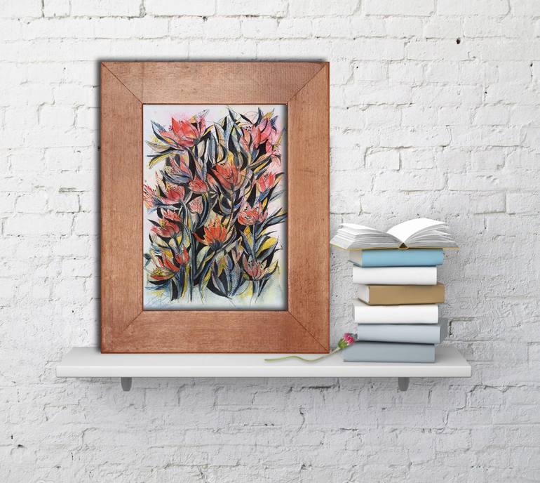Original Abstract Floral Painting by Aniko Hencz 