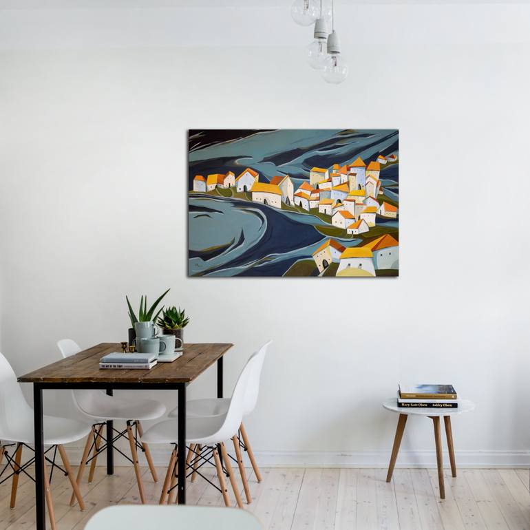 Original Abstract Seascape Painting by Aniko Hencz 