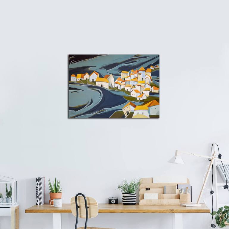 Original Abstract Seascape Painting by Aniko Hencz 
