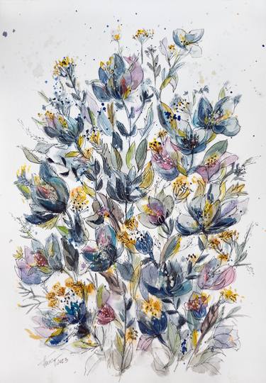 Print of Floral Paintings by Aniko Hencz