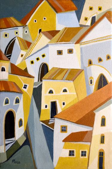 Print of Cubism Architecture Paintings by Aniko Hencz