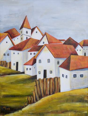 Original Fine Art Rural life Paintings by Aniko Hencz