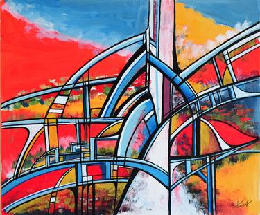 Original Abstract Architecture Paintings by Aniko Hencz