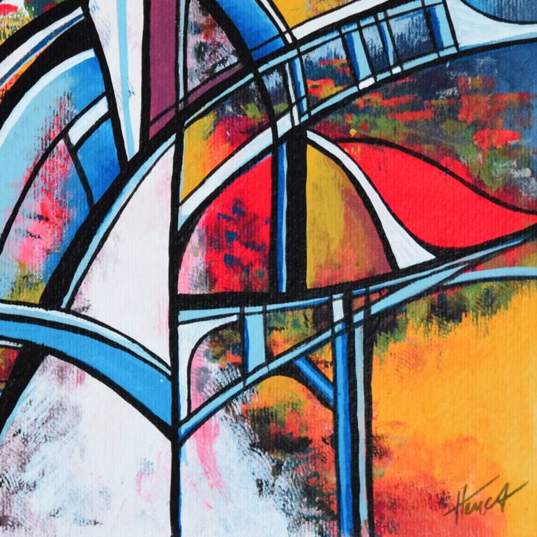 Original Abstract Architecture Painting by Aniko Hencz 