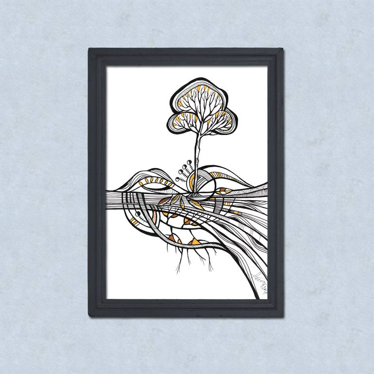 Original Conceptual Abstract Drawing by Aniko Hencz