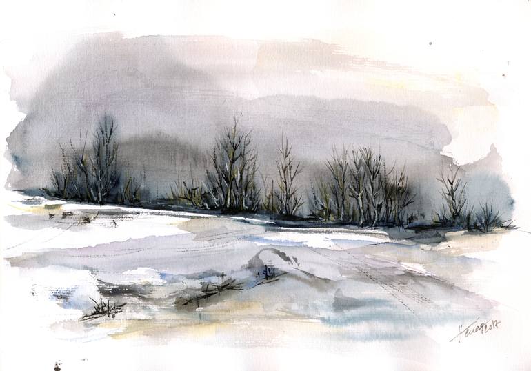 abstract winter landscape paintings