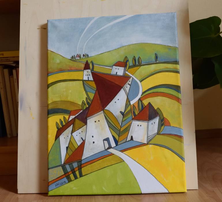 Original Abstract Expressionism Landscape Painting by Aniko Hencz
