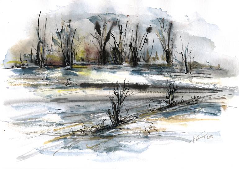 Print of Abstract Landscape Painting by Aniko Hencz