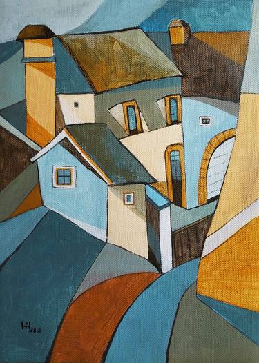 Print of Abstract Cities Paintings by Aniko Hencz