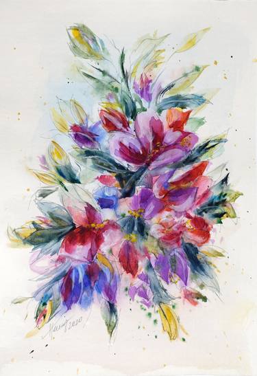 Original Impressionism Floral Paintings by Aniko Hencz