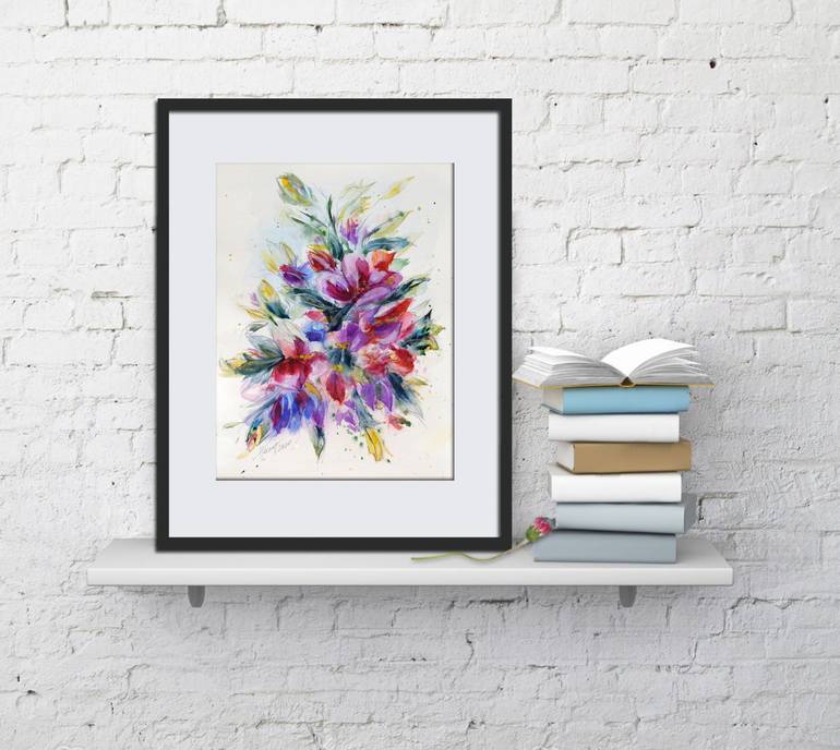 Original Impressionism Floral Painting by Aniko Hencz 