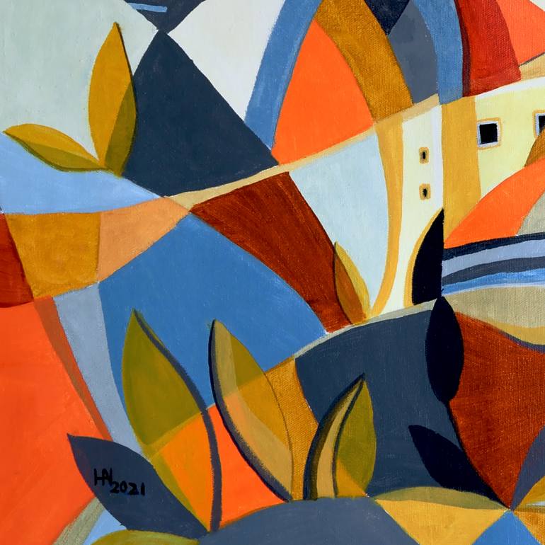 Original Abstract Cities Painting by Aniko Hencz