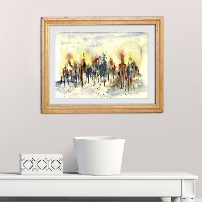 Original Abstract Expressionism Landscape Painting by Aniko Hencz 