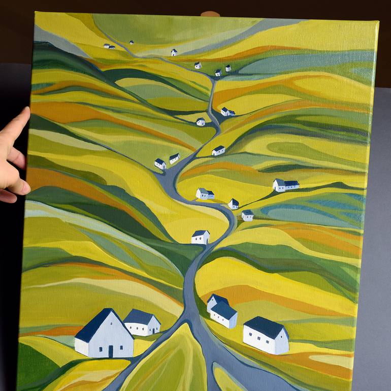 Original Abstract Expressionism Landscape Painting by Aniko Hencz