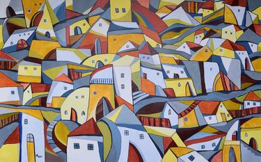 Print of Abstract Cities Paintings by Aniko Hencz