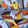 Sunny Old Town - large acrylic painting