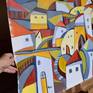 Sunny Old Town - large acrylic painting
